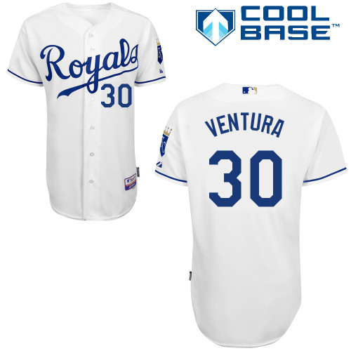 Yordano Ventura #30 MLB Jersey-Kansas City Royals Men's Authentic Home White Cool Base Baseball Jersey
